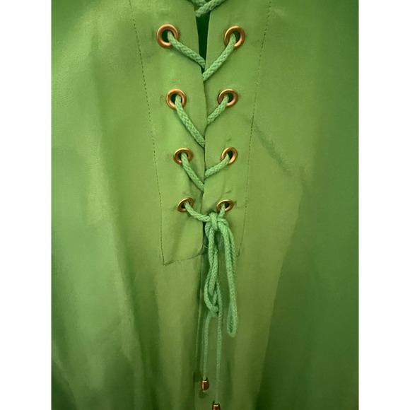 Leifsdottir Anthropologie Silk Sleeveless Front Pockets Mini Kelly Green dress 6 - Picture 11 of 11